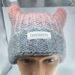 Cross-border new personality cat ears plush woolen hat women's warm ear cap women's knitted cold hat autumn and winter3